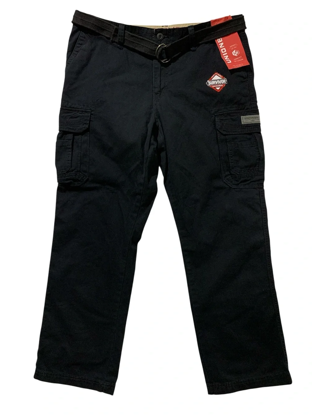 UNIONBAY Men's Survivor Relaxed Fit Cargo Black Pants Size 38x32 NWT Utility